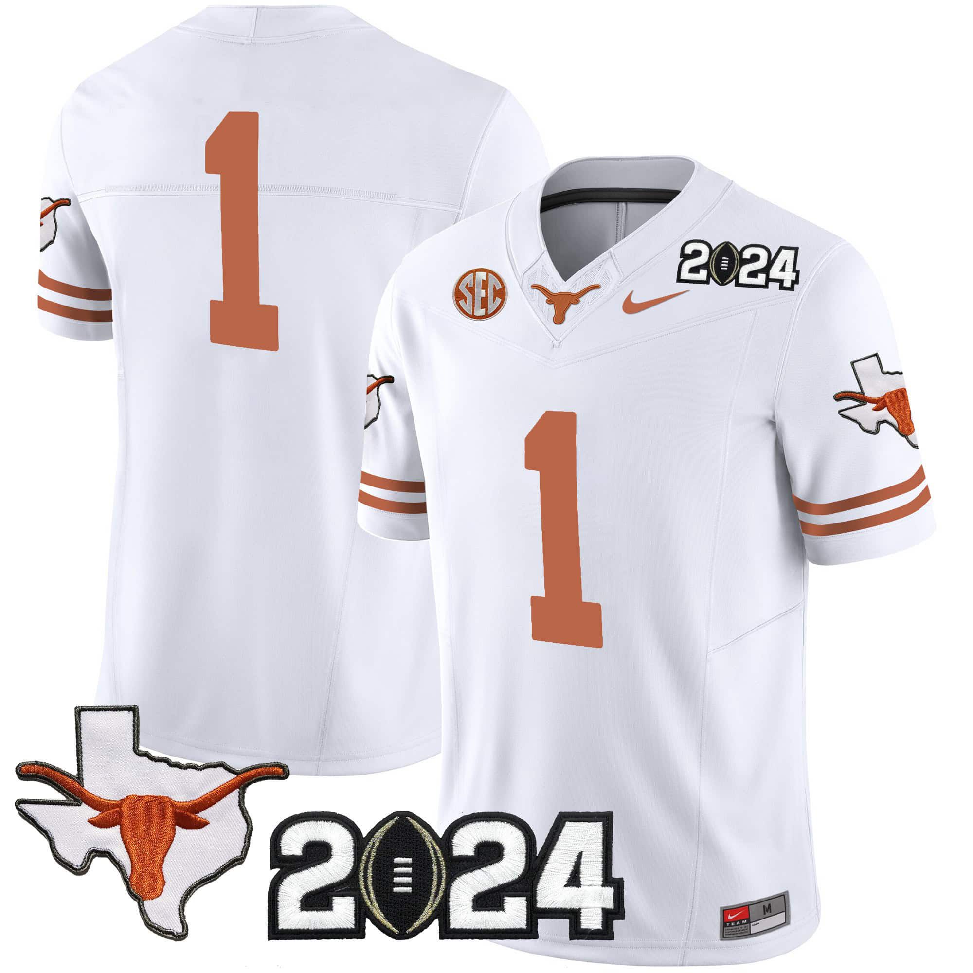 Men Texas Longhorns #1 No Name White 2024 Nike Vapor Limited NCAA Jersey->indianapolis colts->NFL Jersey